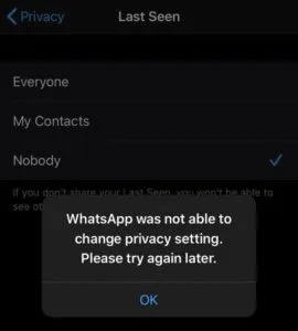 error message by whatsapp